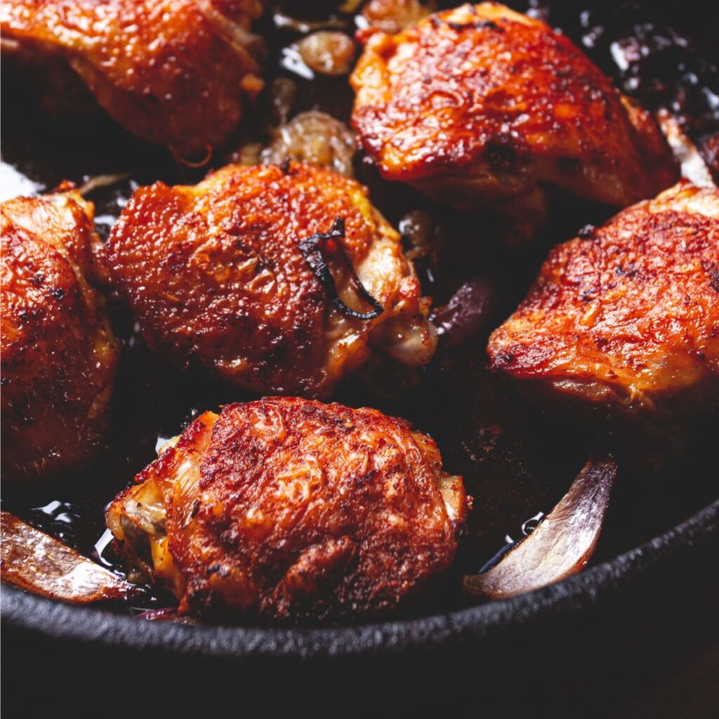 Chicken thighs with chorico