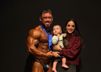 Bodybuilder Neil Andrews with family
