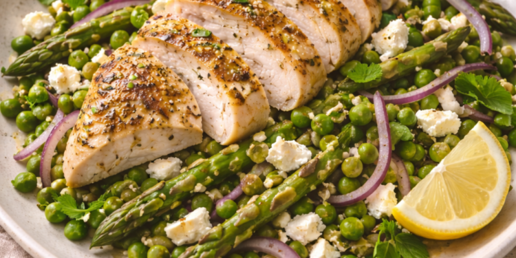 Chicken, Asparagus and Pea salad