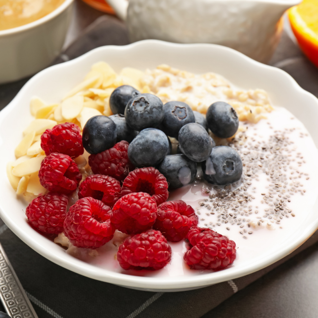 High protein greek yoghurt with berries and nuts