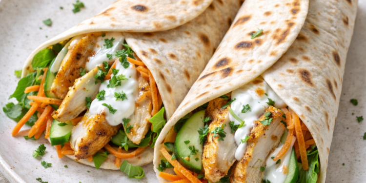 Grilled chicken flatbread wraps