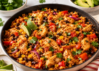 One Pan Chicken and Black Bean Mexican Bowl
