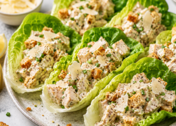 Chicken caesar lettuce cups