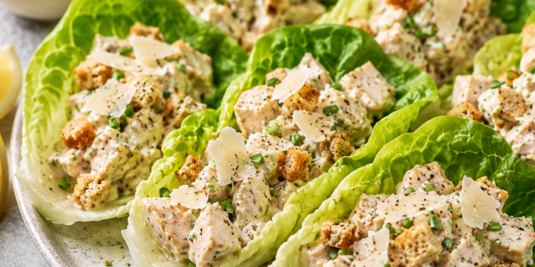Chicken caesar lettuce cups